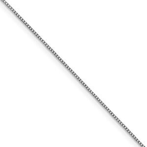 0.7mm 18k White Gold Classic Box Chain Necklace, 18 Inch